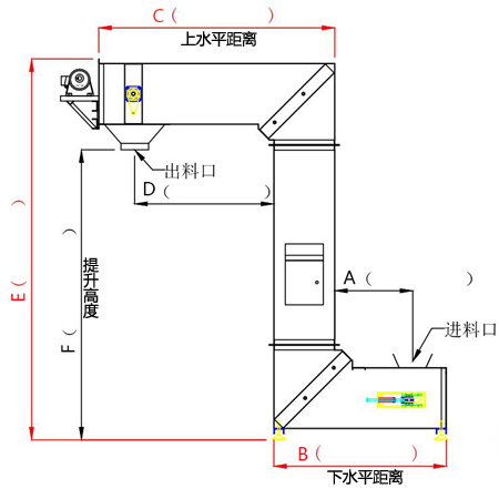 食品斗式提升机选型示意图